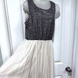 Divided by H&M Ivory Tulle w/Black Sequin Sleeveless Dress, Size 12